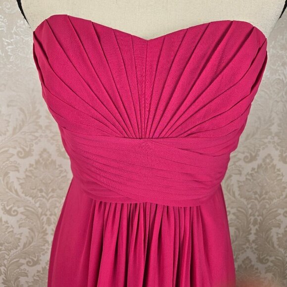 David's Bridal Size 4 Strapless Pink Floor Length Gown Pleated Top Flowy Skirt - Picture 2 of 12